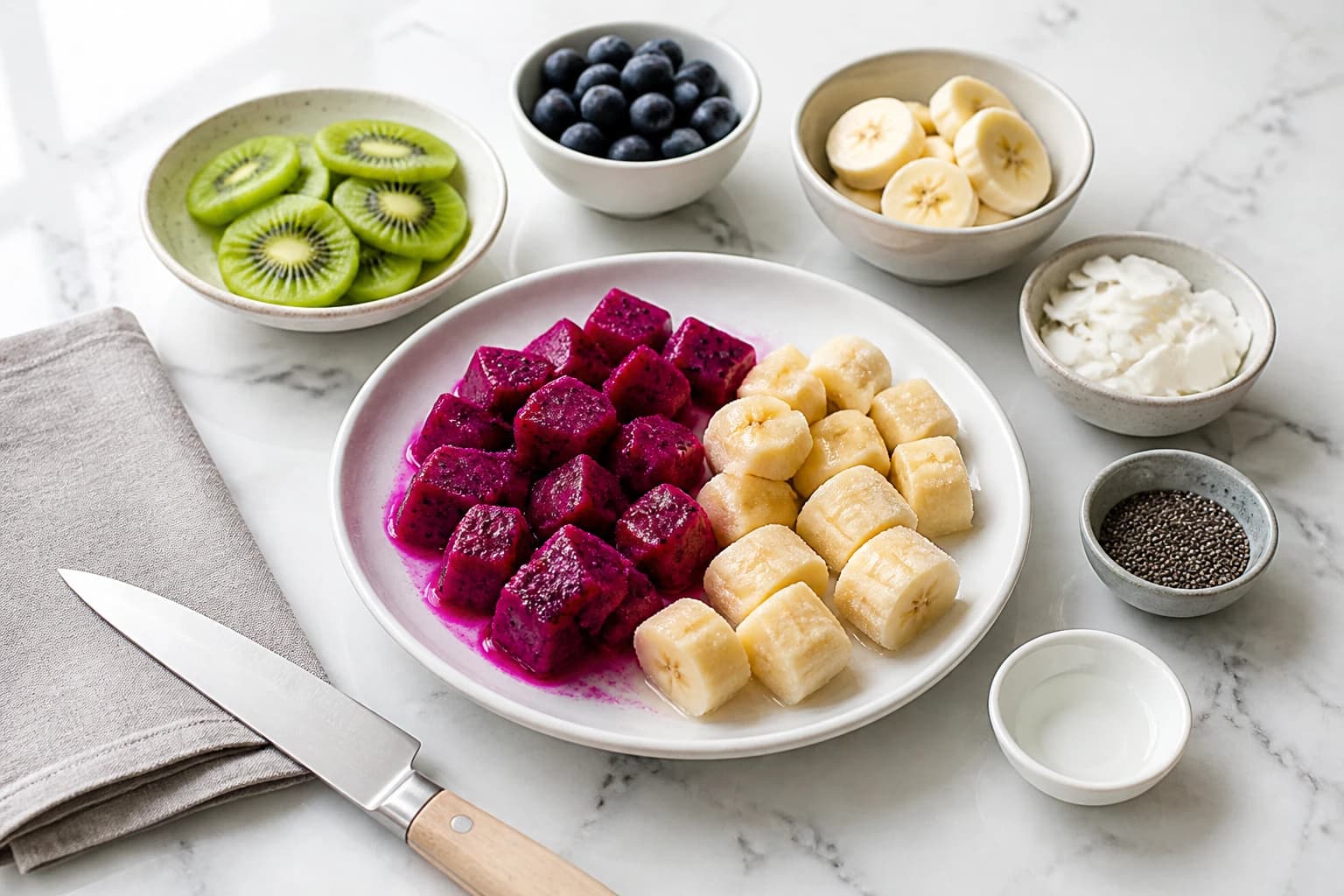 Etape 1 : Préparer les ingrédients congelés — Smoothie bowl pitaya banane : 5 étapes pour un bowl spectaculaire
