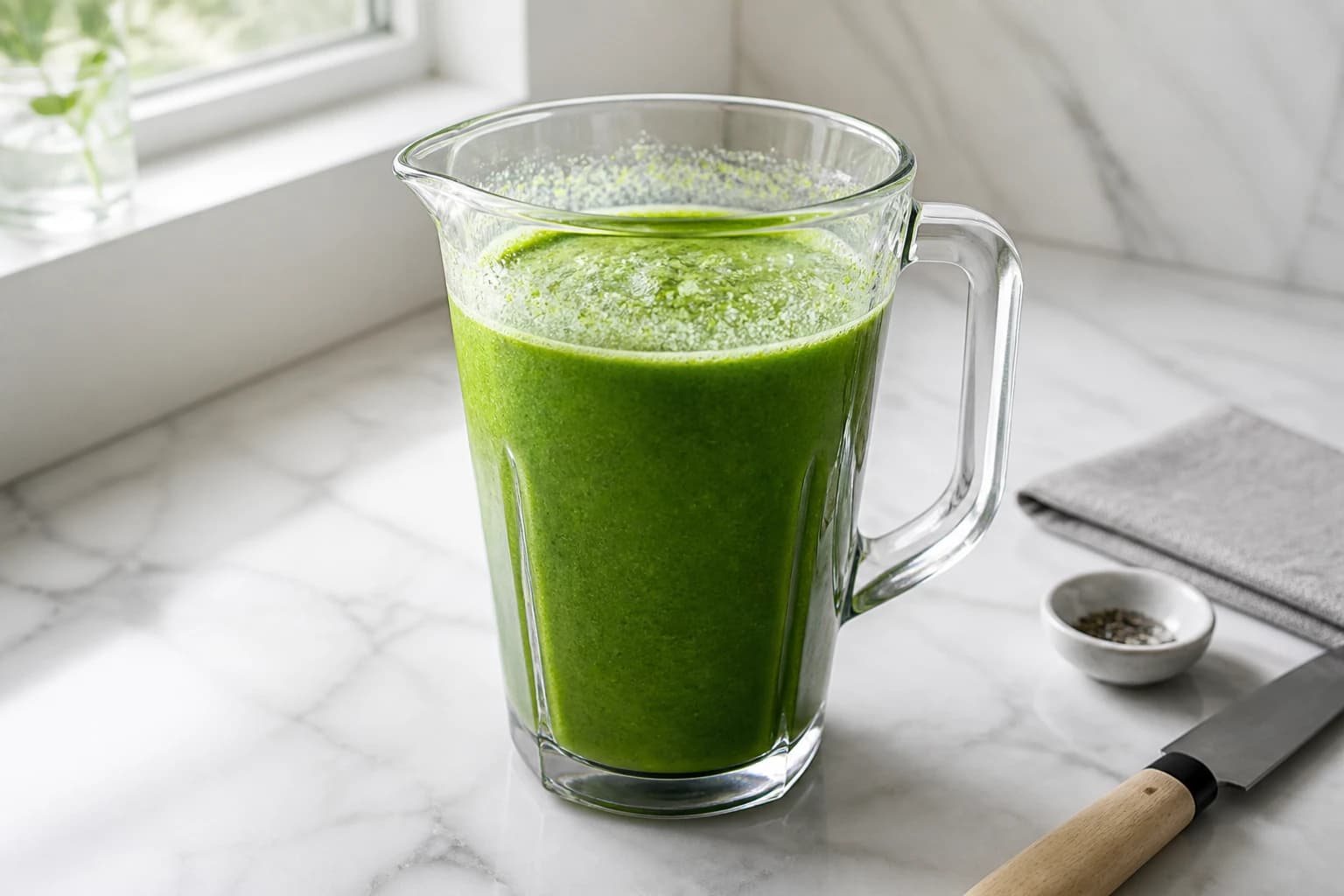 Etape 3 : Mixer jusqu'à une texture parfaitement lisse — Smoothie vert épinards ananas : crémeux et glacé