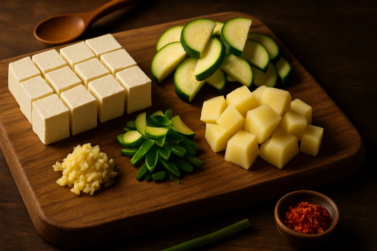 Etape 1 : Préparer les légumes et le bouillon — Vraie soupe coréenne au doenjang