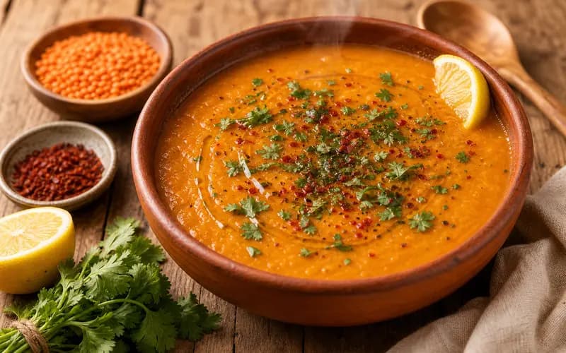 Soupe de lentilles, cumin & citron