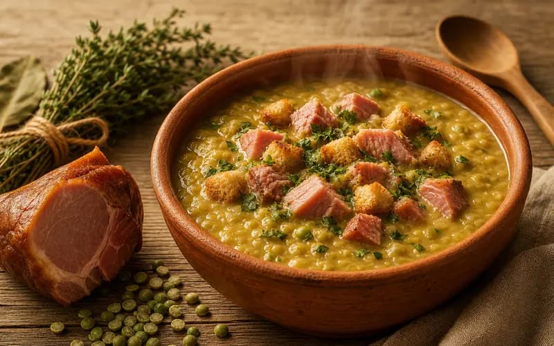 Soupe de pois cassés au jambon fumé