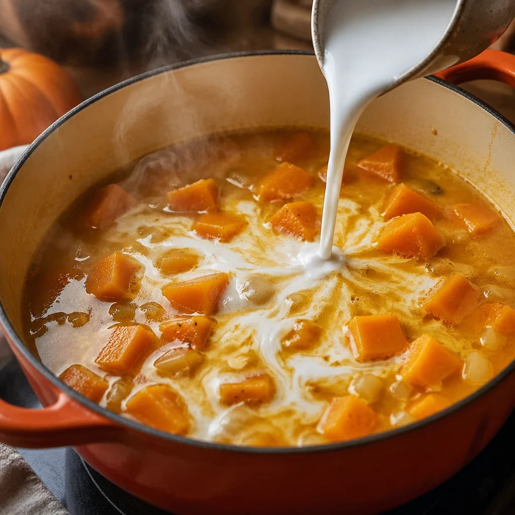 Étape 3 : Cuire le velouté — Velouté de potimarron au lait de coco