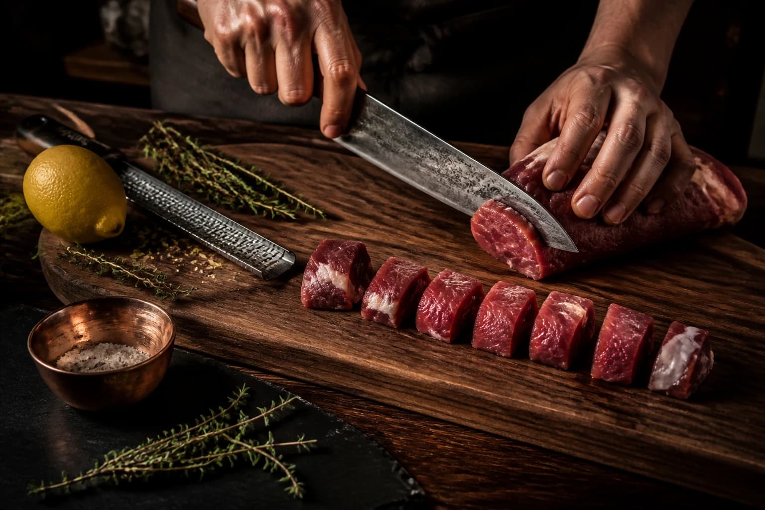 Etape 1 : Détailler et préparer la viande — Souvlaki d'agneau : brochettes grecques marinées