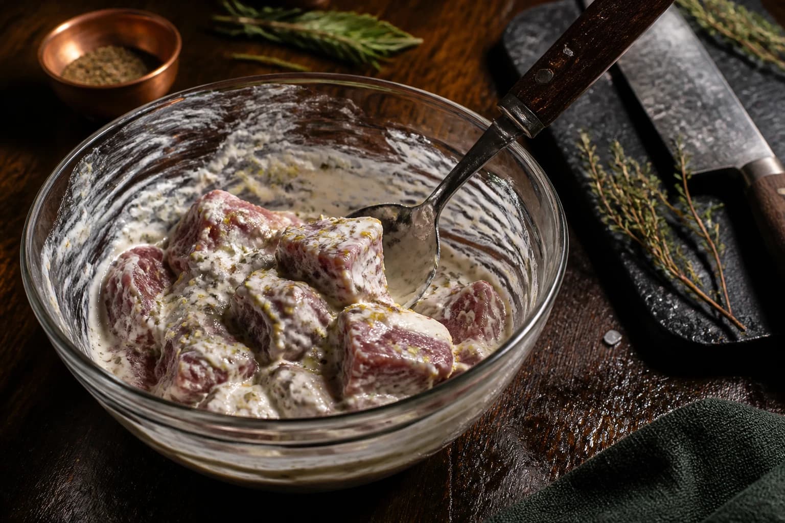 Etape 2 : Préparer la marinade au yaourt — Souvlaki d'agneau : brochettes grecques marinées