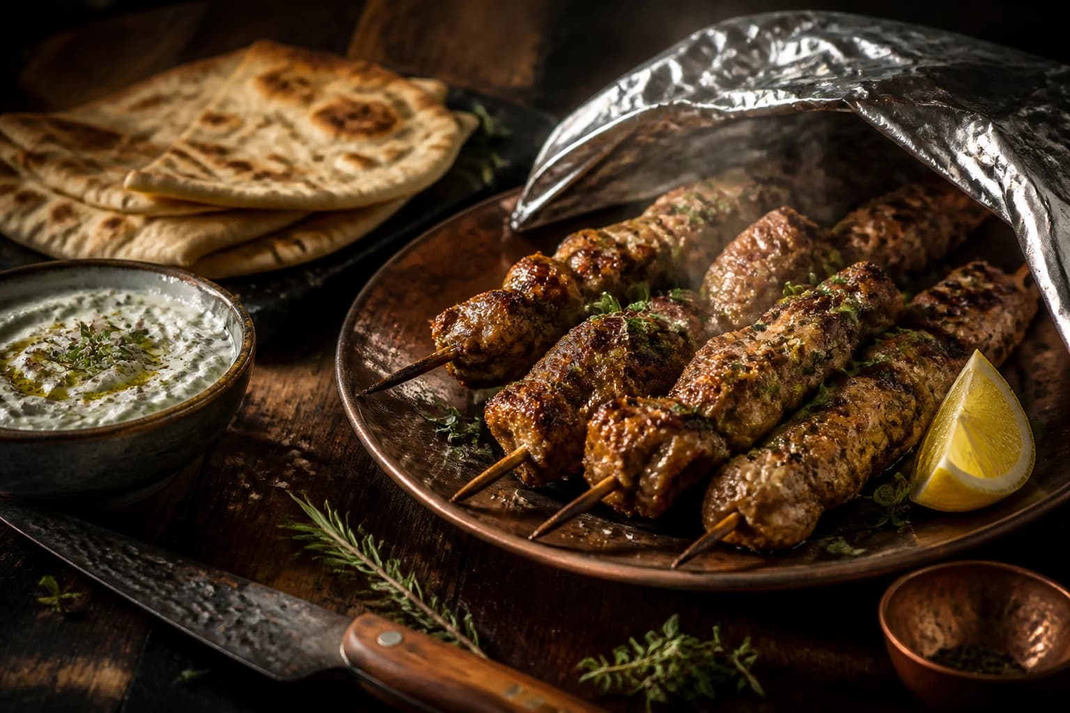 Etape 4 : Reposer et servir — Souvlaki d'agneau : brochettes grecques marinées
