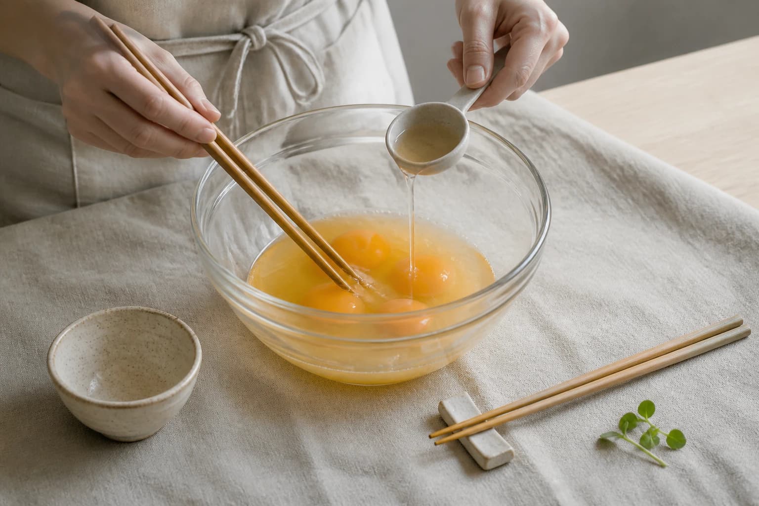 Etape 1 : Préparer la base d'oeufs — Tamagoyaki au dashi : omelette japonaise roulée