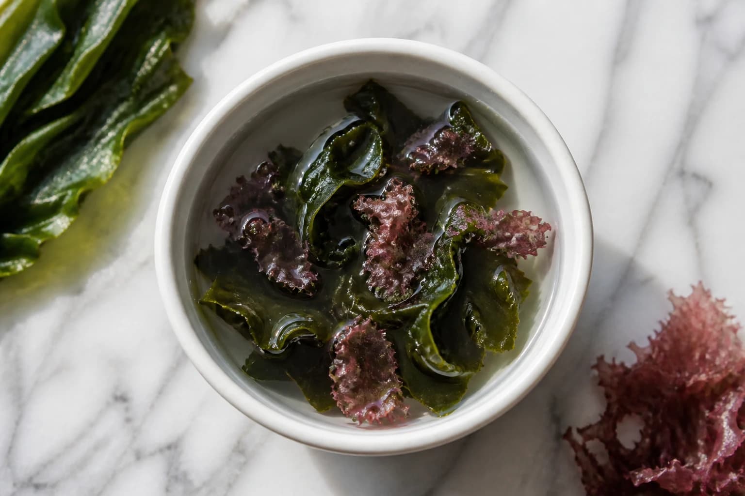 Etape 1 : Réhydrater les algues — Tartare d'algues wakamé & concombre