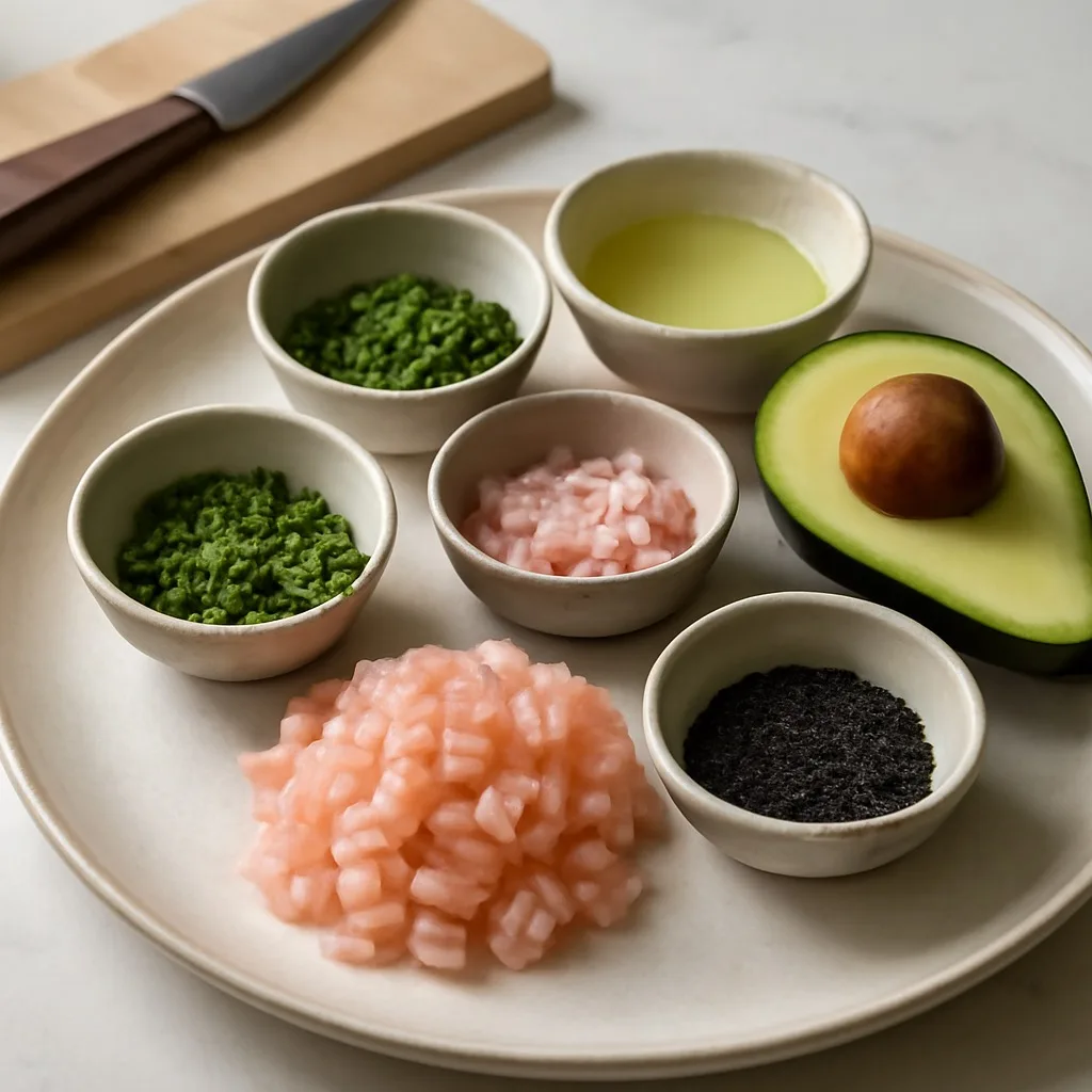 Etape 1 : Préparer les crevettes en brunoise — Tartare avocat, crevettes & yuzu