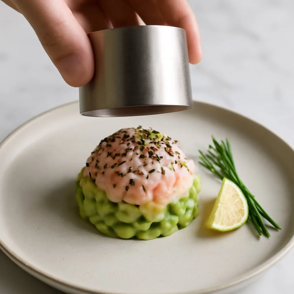 Etape 4 : Dresser et servir — Tartare avocat, crevettes & yuzu