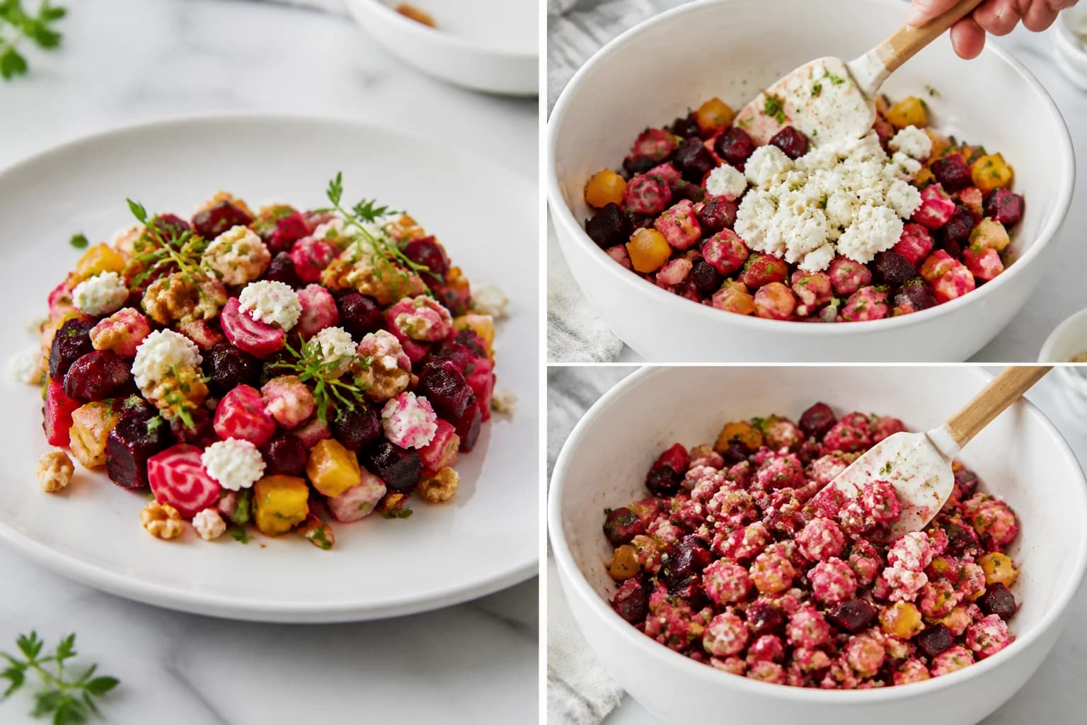 Etape 4 : Dresser et servir — Tartare de betterave & chèvre frais