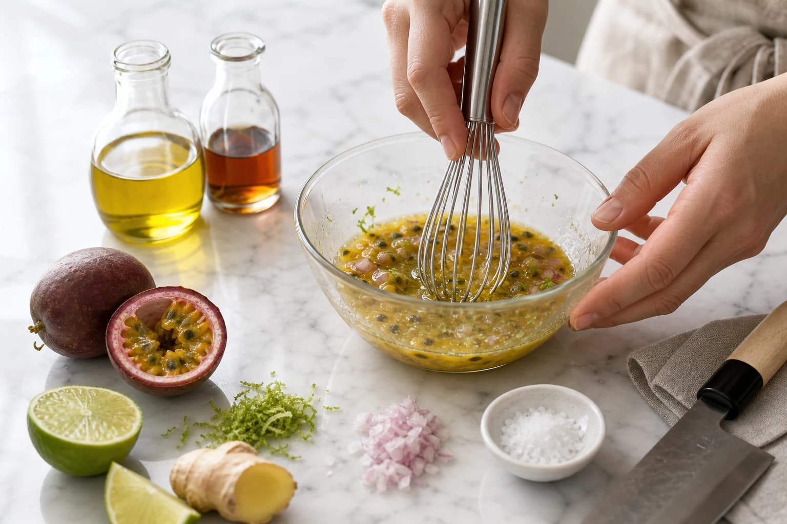 Etape 2 : Préparer la marinade exotique — Tartare de cabillaud & passion