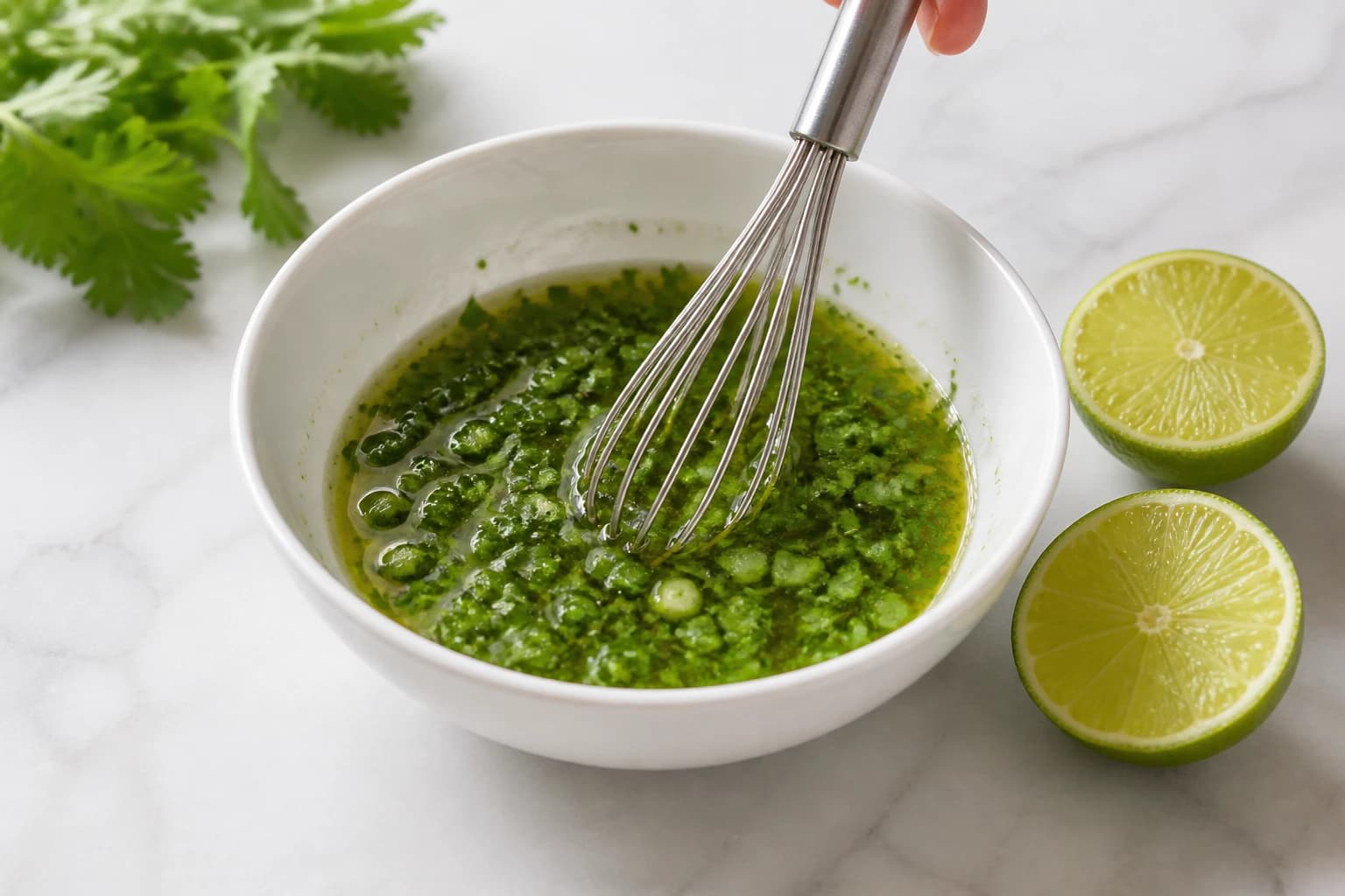 Etape 2 : Préparer la vinaigrette citron-coriandre — Tartare de dorade & citron vert
