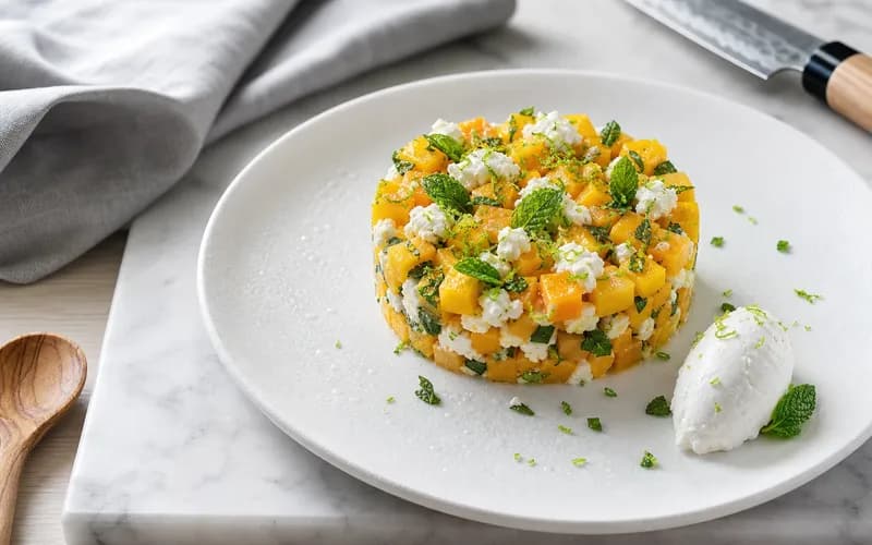 Tartare mangue, chèvre & menthe