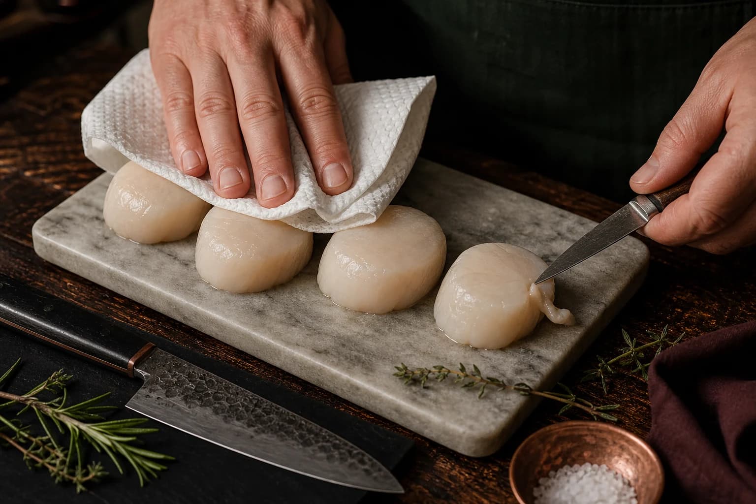 Etape 1 : Préparer les noix de Saint-Jacques — Tartare de Saint-Jacques & citron vert