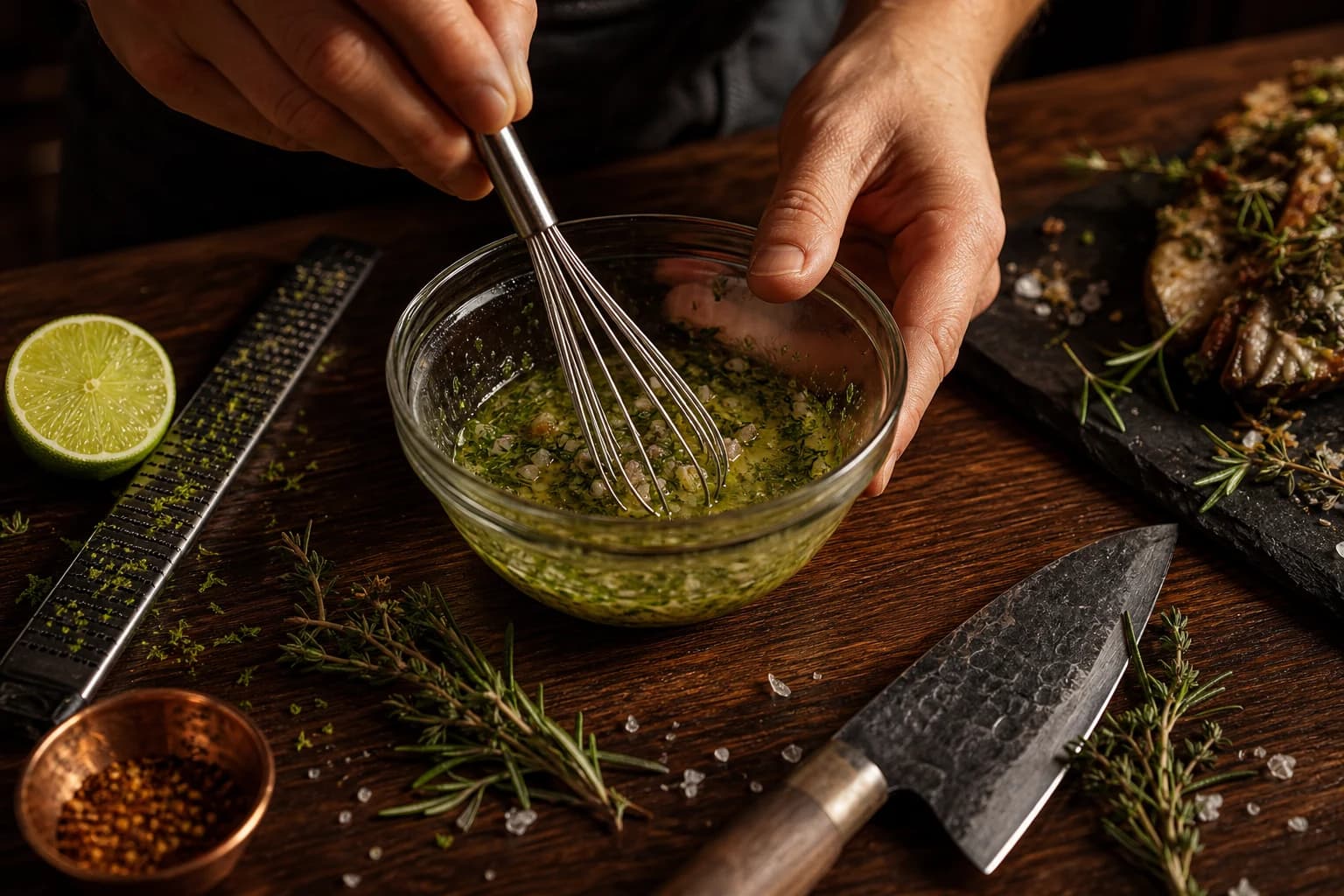 Etape 3 : Préparer la marinade citron vert et aneth — Tartare de Saint-Jacques & citron vert
