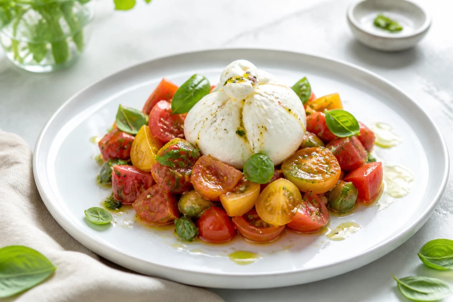 Etape 1 : Émonder et préparer les tomates anciennes — Tartare de tomates & mozzarella