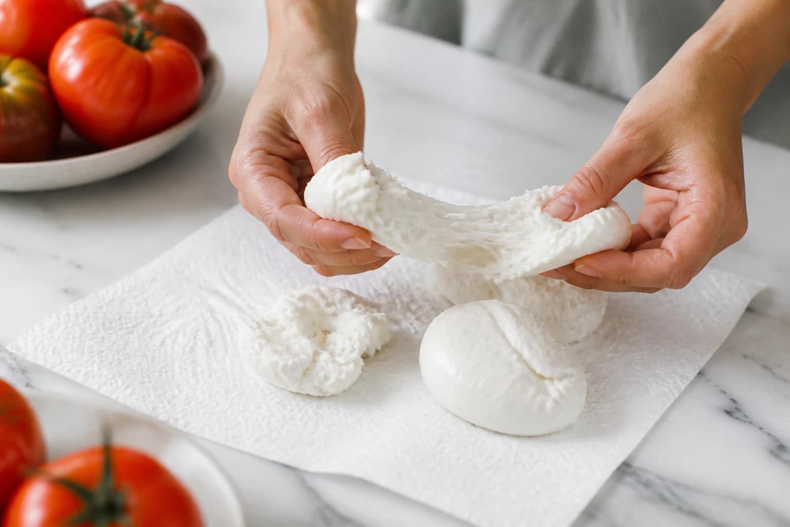 Etape 4 : Dresser et servir — Tartare de tomates & mozzarella