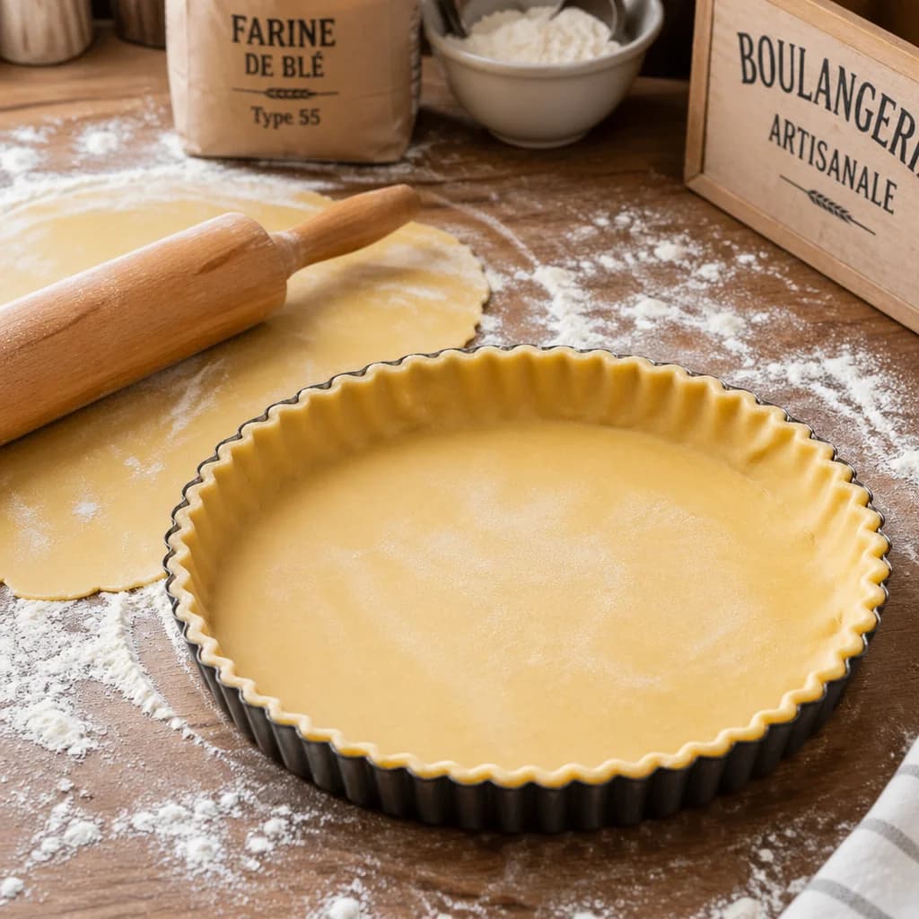 Étape 1 : Préparer la pâte et foncer le moule — Tarte poireaux & chèvre fondante