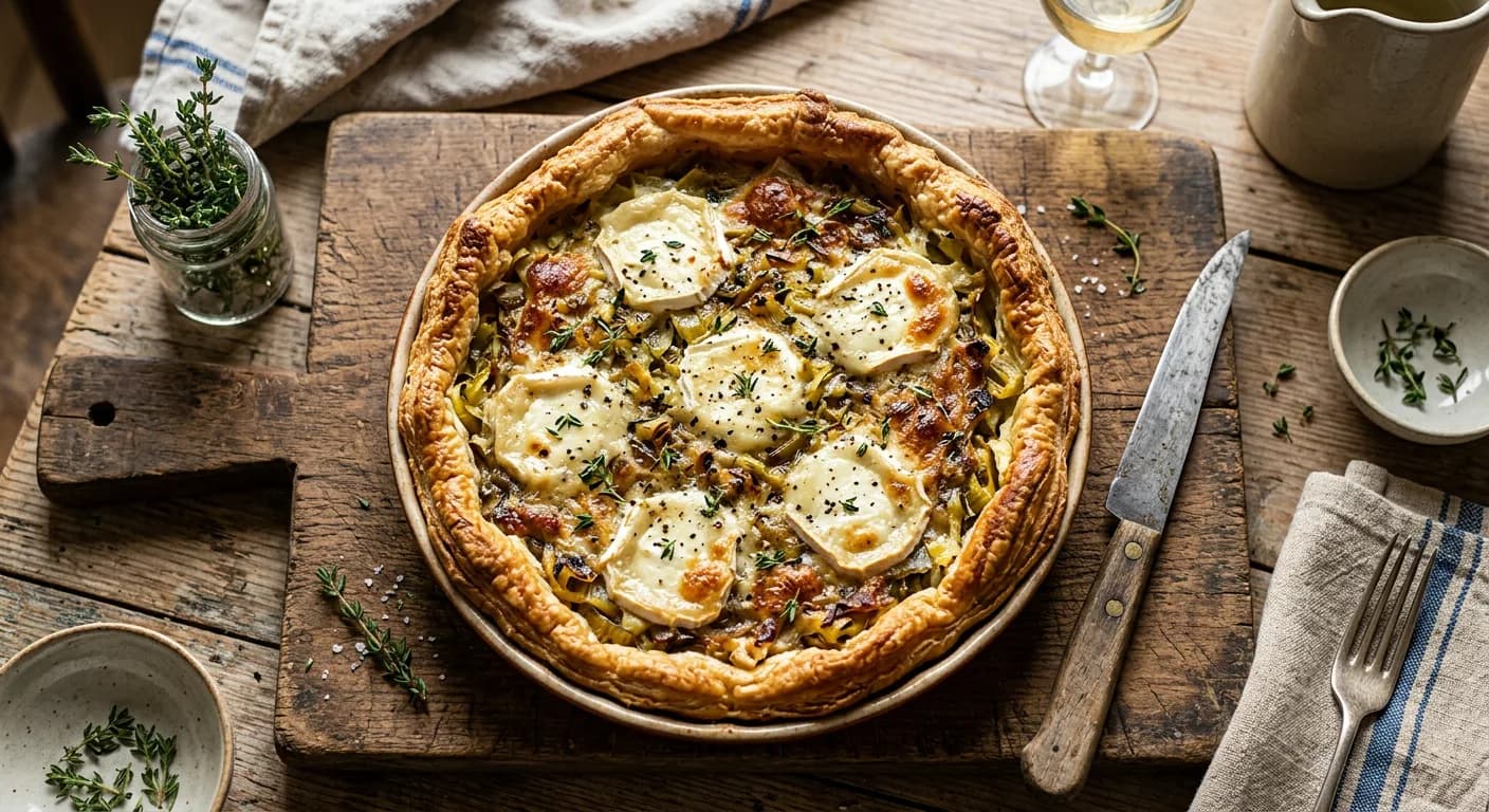 Tarte poireaux & chèvre fondante