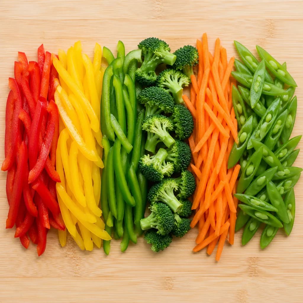 Étape 1 : Préparer les légumes — Wok de légumes colorés au gingembre