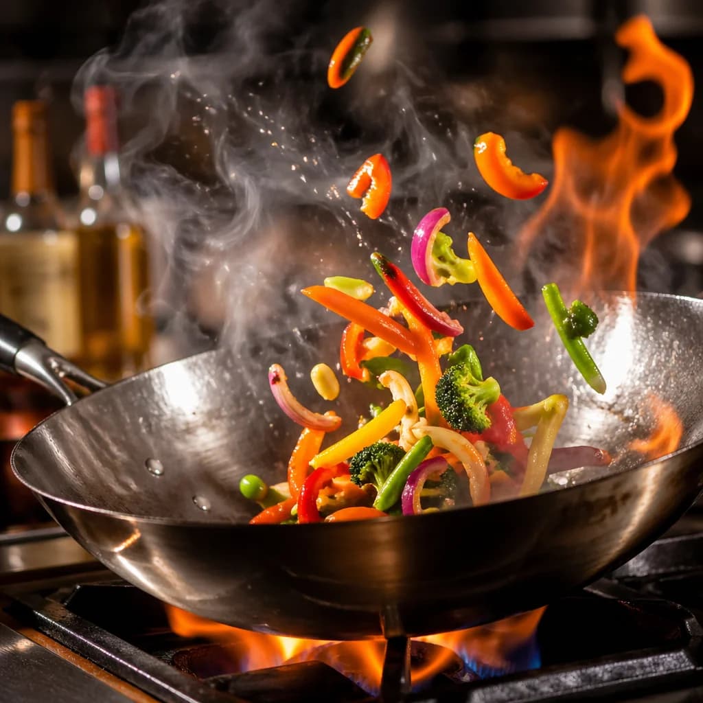 Étape 3 : Saisir au wok — Wok de légumes colorés au gingembre