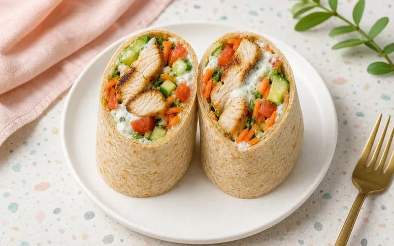 Wrap léger poulet crudités, sauce yaourt