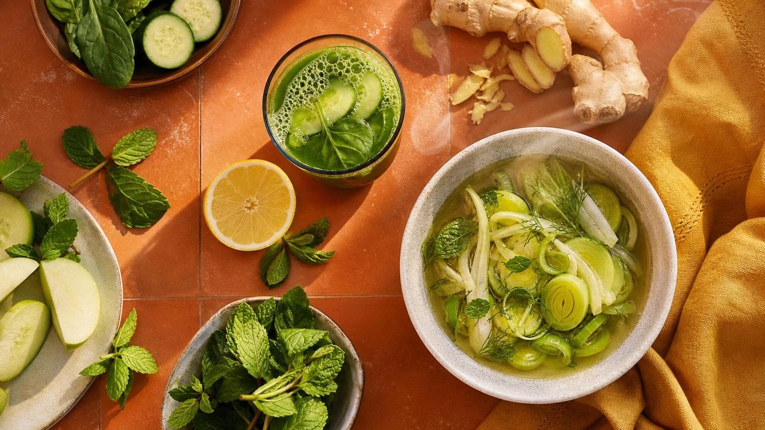 Recettes détox digestion : menus et jus maison